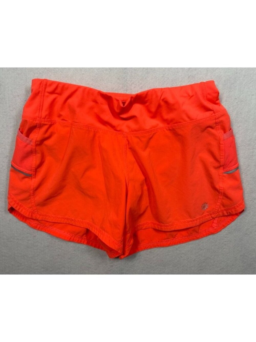 Athleta Ready Set Short Womens Running Shorts Brief Lined Neon Orange Size Small